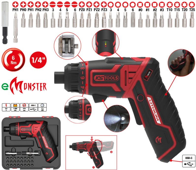 Thumbnail - KS Tools - eMONSTER 1/4" Akku-Bit-Schrauber-Satz, 27-tlg. - 515.6500