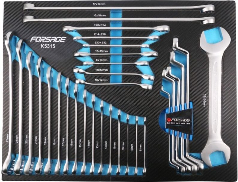 Einlage Maul-Ringmaulschlüssel gebogen, Satz 31-teilig