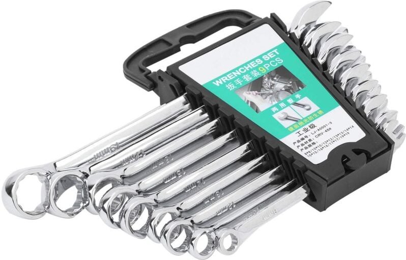 Set mit 9 Kombinationsschlüsseln, Handreparaturwerkzeugen, mit Schlüsselanhänger, Schraubenschlüssel