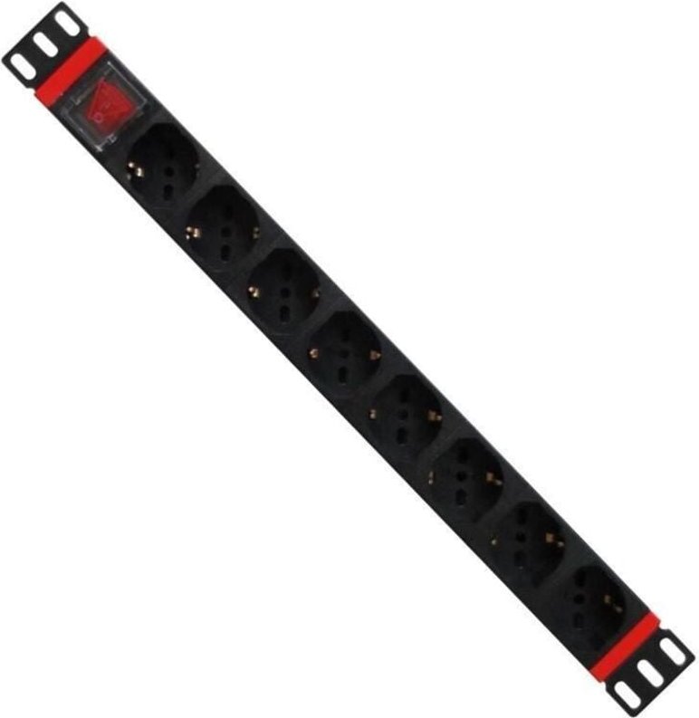 WP WPN-PDU-C01-08 Stromverteilereinheit (PDU) 8 AC-Ausgänge 1U Schwarz, Rot
