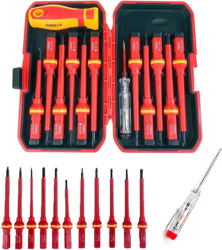 13-teiliges VDE-isoliertes Schraubendreher-Set, magnetisches Elektriker-Schraubendreher-Set, austauschbares Torx-Schraub...