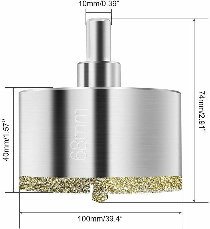 68 mm Diamant-Lochsäge, Diamantbohrer mit Mittelführung, Fliesenlochsäge mit Diamant-Oberflächenbeschichtung zum Schneid...
