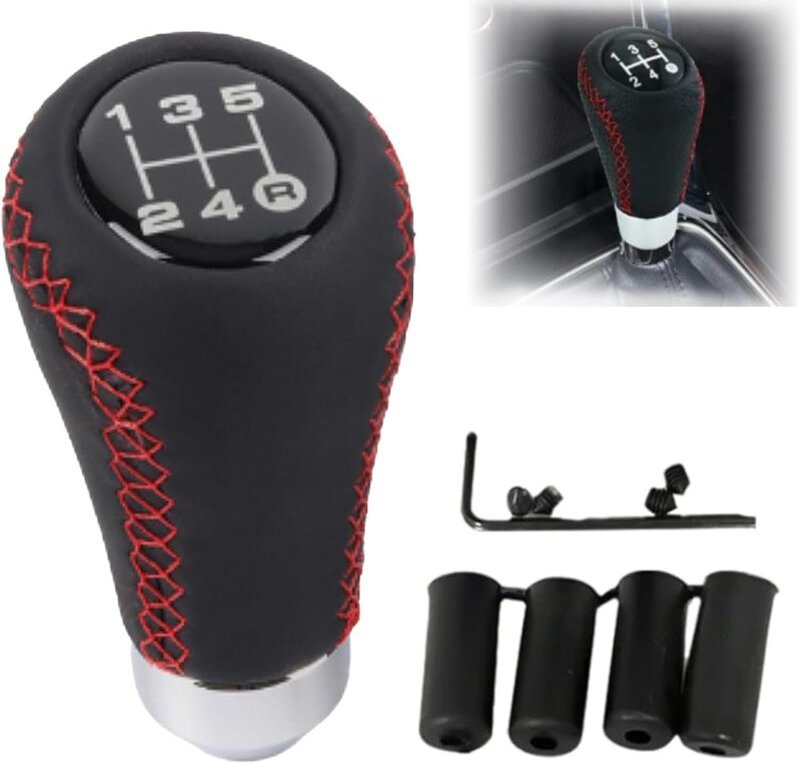 Universeller 5-Gang-Schaltknauf mit 4 Adaptern, kompatibel mit 8 mm, 10 mm, 11 mm und 12 mm, der Schaltknaufadapter für ...