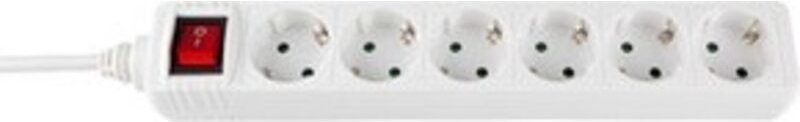 Silver Electronics - Elektrosockel 6 Steckdosen Schuko + Schalter + Kabel 1,5m Weiß 9636