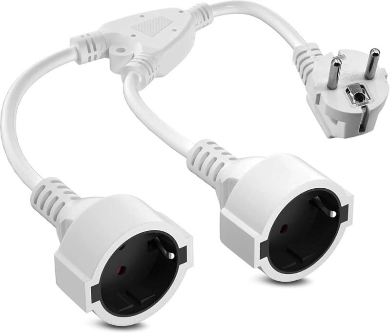 Doppelstecker für Steckdose Mehrfachsteckdose mit Flexible Kable für Büro Küche Reisen, Weiß