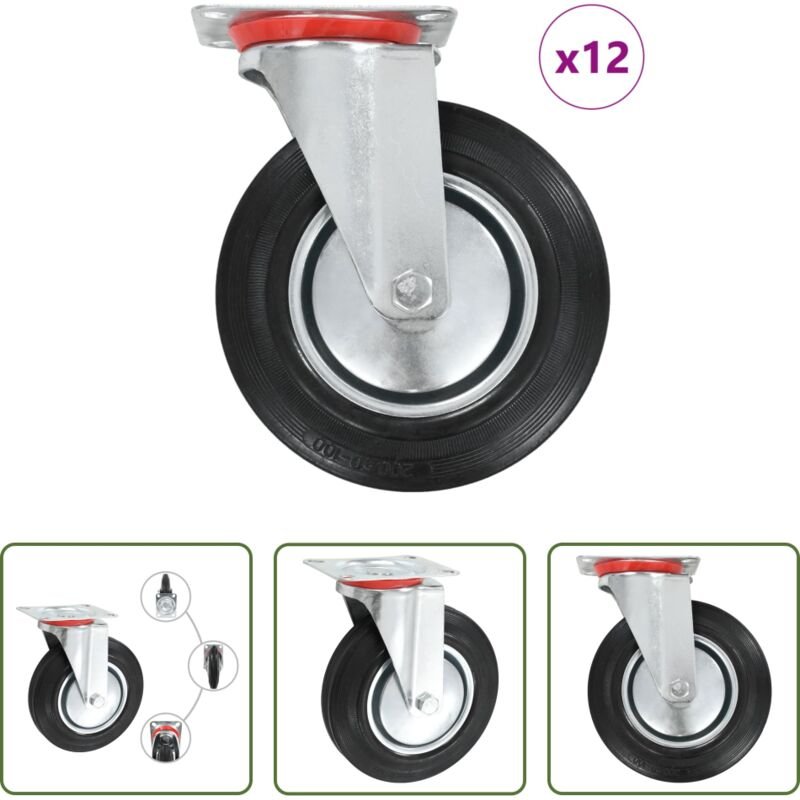 vidaXL Rollen für Möbel - 12 Stk. Lenkrollen 200 mm