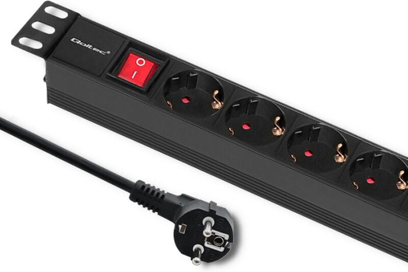 Qoltec PDU Steckdosenleiste für 19'' RACK 1HE 16A 8xSCHUKO 2m