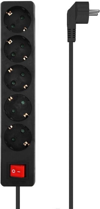 Aisens A154-0652 Schwarze Mehrfachsteckdose 5 Schuko-Steckdosen
