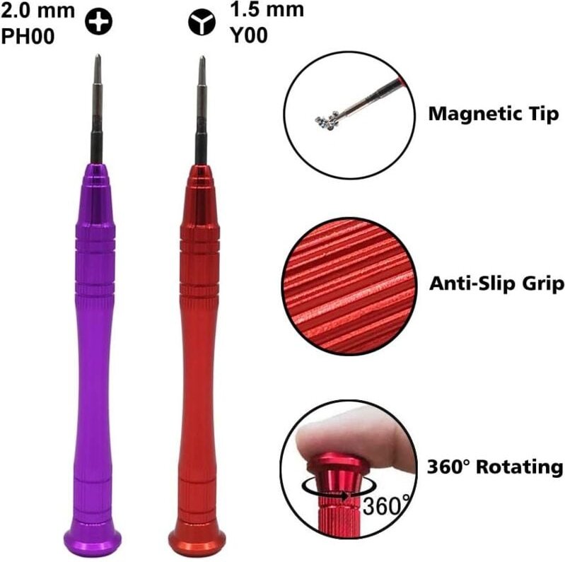 Ersandy - Schraubendreher für , 2,0 mm Phillips 1,5 mm Y00 Tri-Point Tri Wing Schraubendreher-Set für die Reparatur von ...