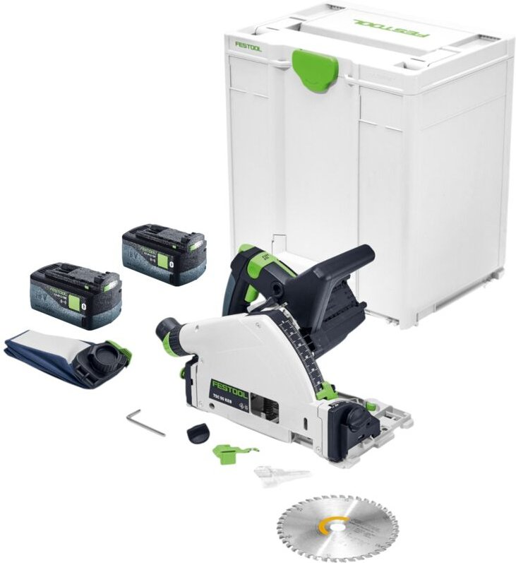 Festool TSC 55 KEB-Basic Akku Tauchsäge 18 V / 36 V ( 2x 18 V ) 160 mm Brushless + 2x Akku 5,0 Ah + Systainer - ohne Lad...