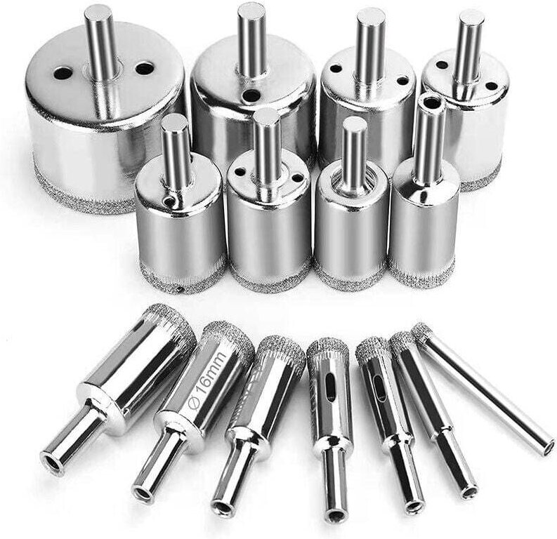 15-teiliges Lochsägen-Set, Diamantbohrer, Lochsäge, 6–50 mm, Glasbohrwerkzeuge, Lochsägen-Set für Kohlenstoffstahl, Glas...