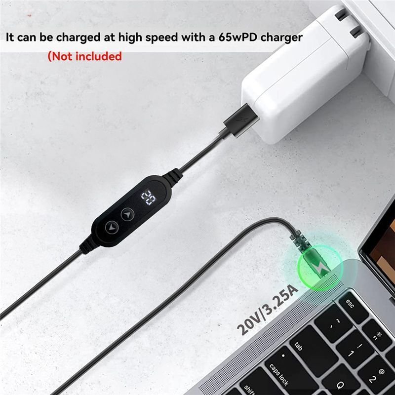 Typ-C-auf--Power-Boost-Kabel, Einstellbare Spannung 5 V/9 V/12 V/15 V/20 V Boost-Leitung, USB-C-auf--Schnelllade-Step--K...