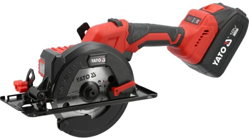 YATO, Modell YT-8281185, bürstenlose Kreissäge, idealfür präzise Holzschnitte, 18V 2x4,0Ah Akku, Blattof 140mm, leistung...