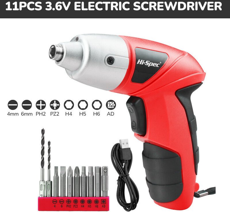 USB‑wiederaufladbarer elektrischer Schraubendreher – 11‑teiliges Set mit Bits, kompakt und tragbar für Haushalt