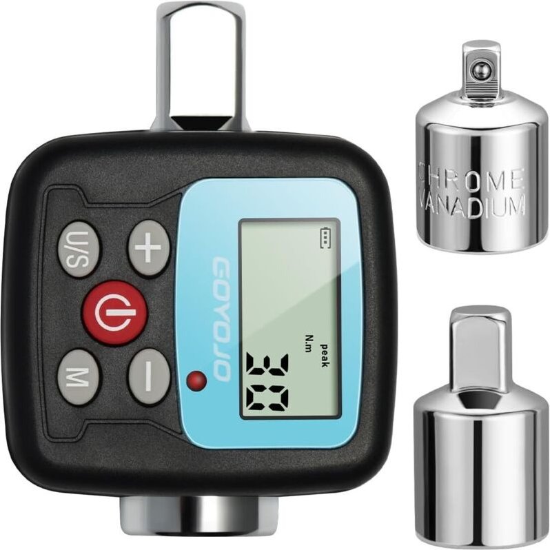 Digitaler Drehmomentschlüssel 1/2", 1/4", 3/8", Hochpräzisionsadapter, 4 Drehmomenteinheiten, Hintergrundbeleuchtetes Di...