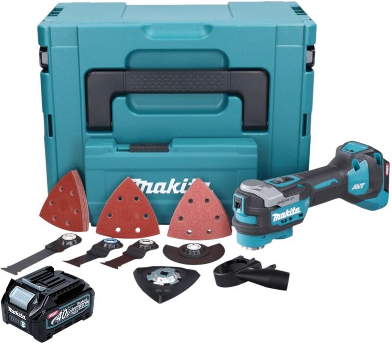 Makita TM 001 GD103 Akku Multifunktionswerkzeug 40 V max. Starlock Max Brushless + 1x Akku 2,5 Ah + 37 tlg. Zubehörset +...