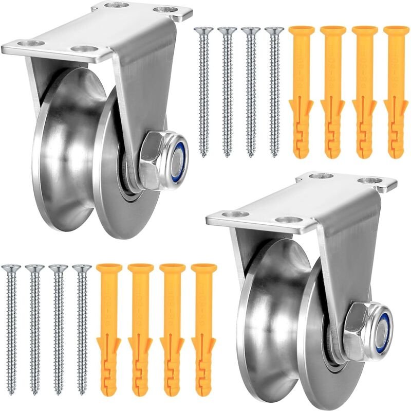 2 Heberollen – U-Nut – drehbar – Tragfähigkeit 200 kg – Kabel/Seil