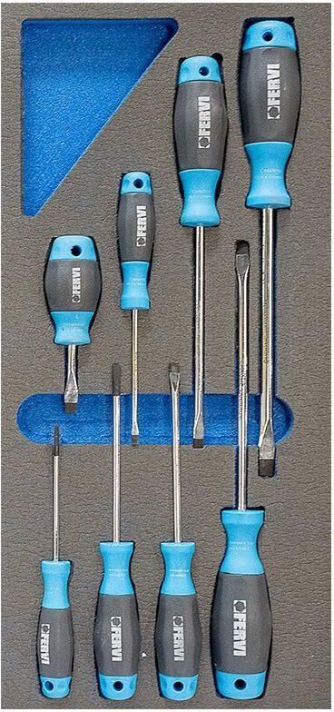 Satz 16 Schlitzschraubendreher in weicher Thermoformung Fervi tm01/16