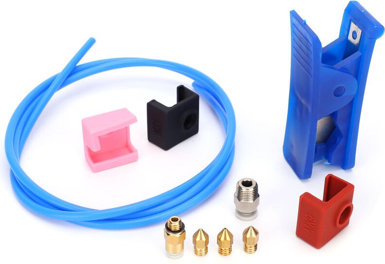 MK9 PTFE-Schlauchset mit pneumatischen Anschlüssen und Düsen für Ender 3/5 3D-Drucker – Messing, 0,4 mm