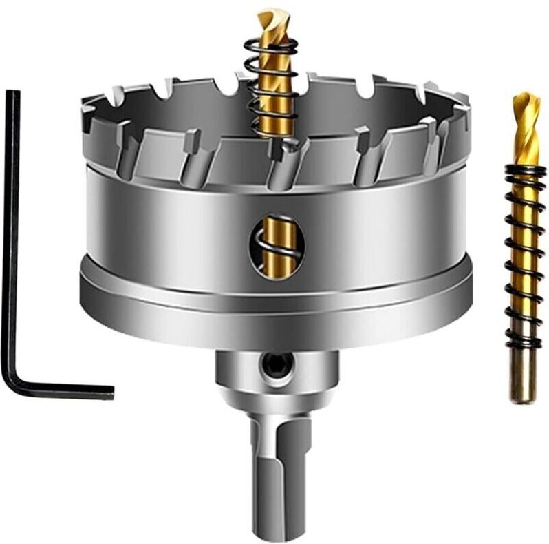 60-mm-Hartmetall-Lochsäge, TCT-Bohrer mit 2 titanbeschichteten Zentrierbohrern für Edelstahl, Blech und Metall.