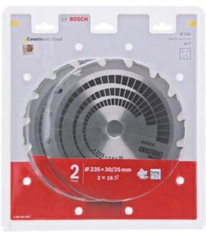 Set von Bosch Kreissägen, Modell Construct Wood 235x2,8/1,8x30x16z, ideal für schnelle und präzise Schnitte in Holz, hoh...