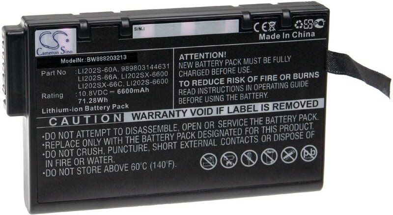 Thumbnail - Vhbw - Akku Ersatz für Spacelabs 146-0130-00, LI202S-7800, LI202S-78A für Messgerät (6600mAh, 10,8V, Li-Ion)