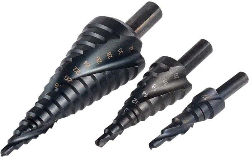 3-teiliges titanbeschichtetes HSS-Stufenbohrer-Set 4-12/4-20/4-32 mm