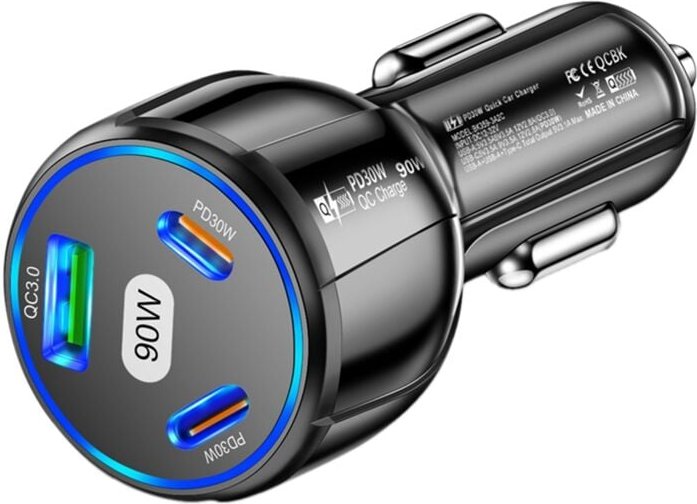 Tlily - 90W Autoladegerät usb Typ c Schnellladenetzteil Quick Charge 3.0 für iPhone 14 13 12 Xiaomi 13 Samsung