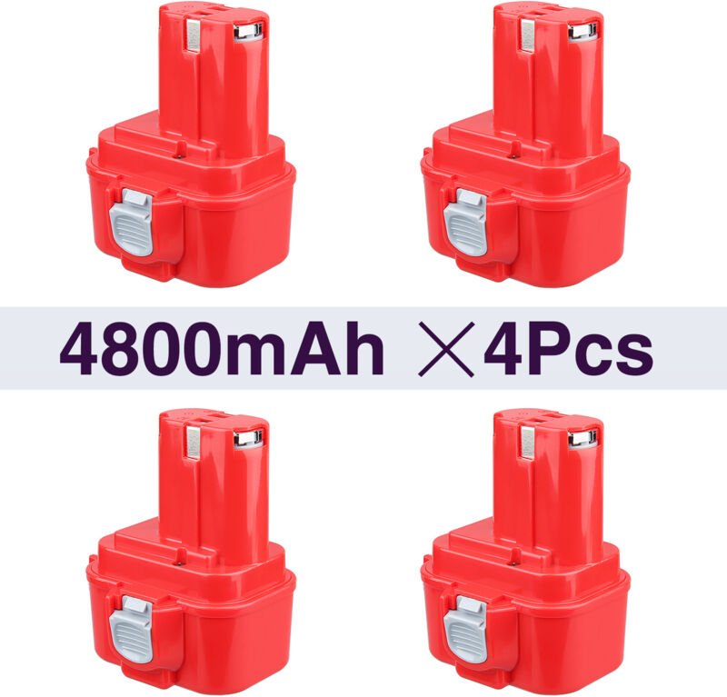 4 Stück 9,6 V 4,8 Ah Ni-MH Ersatz für Makita 9120 9122 9134 9135 9135A 9100A 9101A 9102 6261D 6207D PA09 9100 192019-4 1...