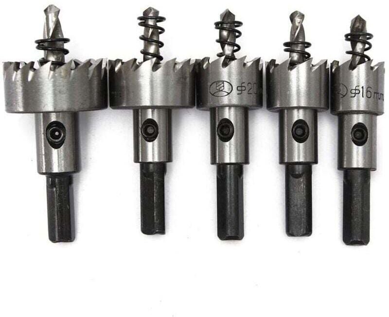 Thumbnail - Ulisem Lochsägenschneider Metallbohrer HSS Stahl Kobalt. 5 Bohrer Set: 16 + 18,5 + 20 + 25 + 30 mm HSS Kobalt, M35, HRC ...