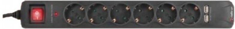 Riello - Schutzstreifen Thunder 6 Shukos + 2 Usb mit Ein/Aus-Schalter
