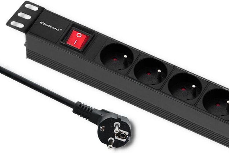 Qoltec PDU Steckdosenleiste für 19'' RACK 1HE 16A 6xFRANZÖSISCH 2m