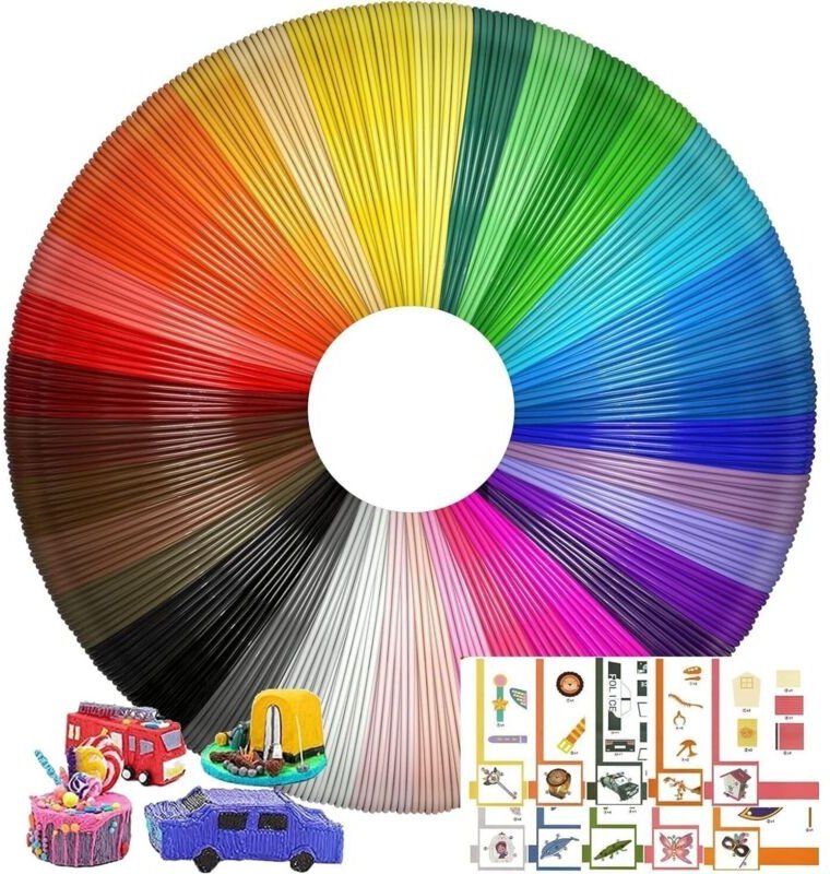 3D-Stift-Filament-Nachfüllungen, 20 helle Farben, hochpräziser Durchmesser, verstopfungsfrei und kindersicher, geeignet ...