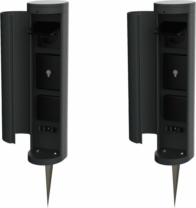 2x Novatool Gartensteckdose 2x Gartensteckdose Funk 3-fach Anthrazit smart wifi app mit Erdspieß Steckdosenleiste, Monta...