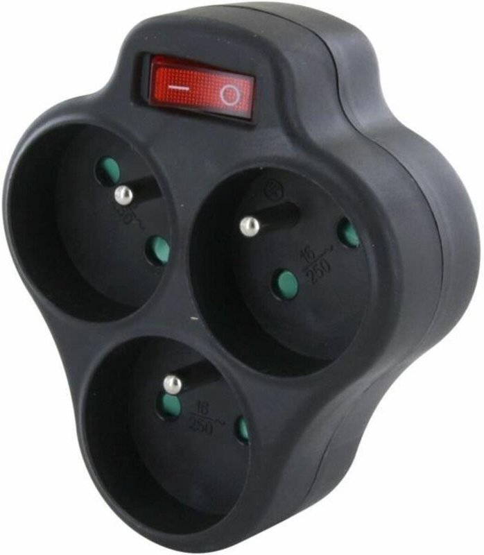 Chacon Domino 3x16A Steckdosenleiste schwarz dreieckig PVC