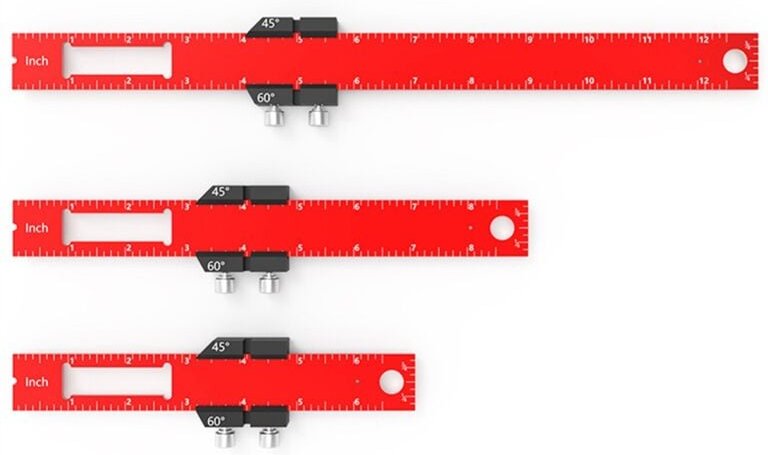 3-teiliges Lineal für Holzbearbeitungswerkzeuge, Taschenlineal, Layout-Werkzeug, Präzisionswerkzeug mit T-Track-Gleitsto...