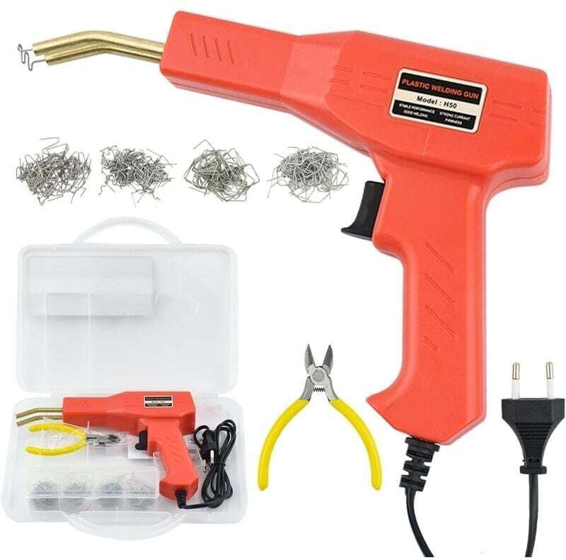 Machine à Souder Plastique 50W Kit Réparation Pare-Chocs Auto avec Agrafes Pinces Mallette