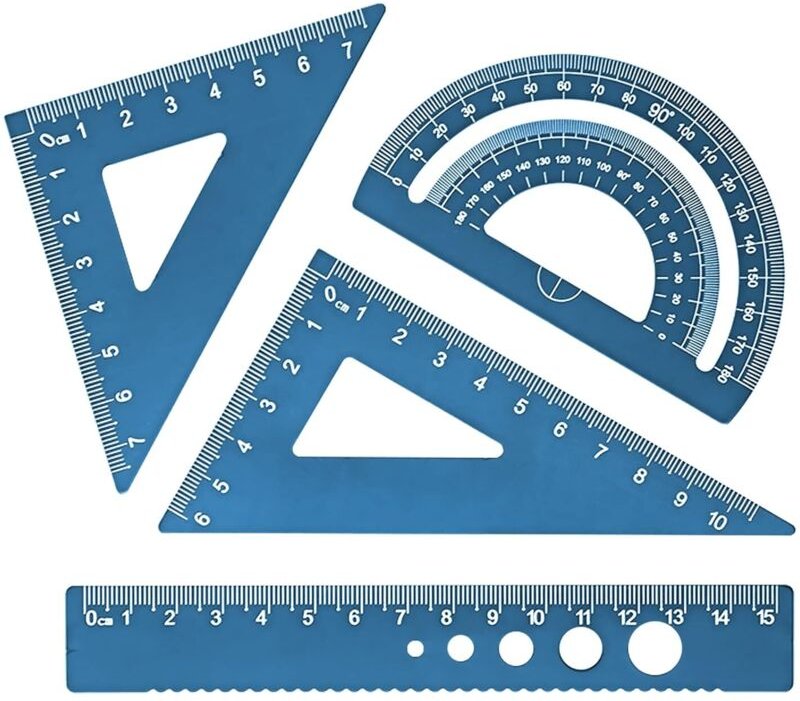 BEBUSINGOTO (Blau) Winkelmesser-Dreieck, Schuldreieck, mit Aufbewahrungskoffer, Satz mathematischer Geometrielineale aus...