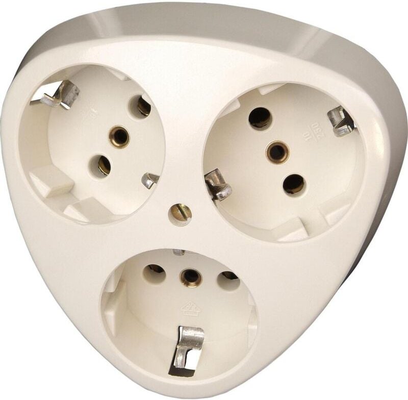 Kopp - Schutzkontakt-Steckdose, 3-fach, Komplettgerät, cremeweiß - 111401004