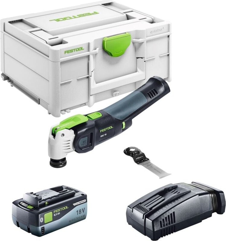 Vecturo osc 18 E-Basic Akku Oszillierer 18 v Starlock Max Brushless + 1x Akku 8,0 Ah + Schnellladegerät + Systainer - Fe...