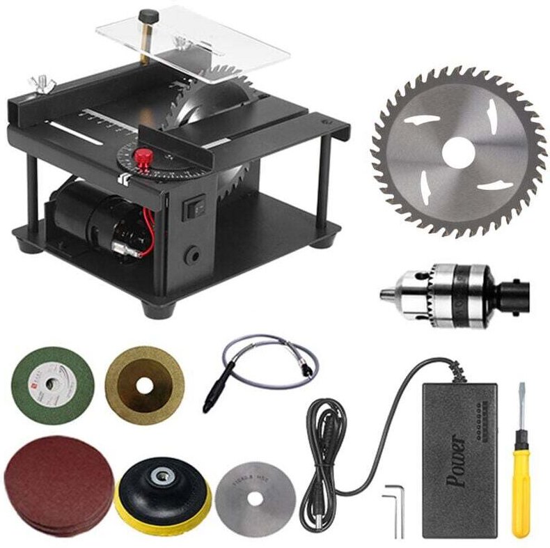 Multifunktionale Kreissäge, Mini-Tischkreissäge, elektrische Schneidemaschine mit Sägeblatt, Schleifscheibe, einstellbar...