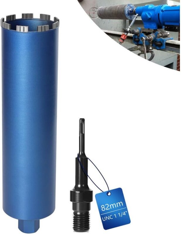 Diamantbohrkrone Kernbohrer für Kernbohrgerät mit Turbo, 1 1/4", Ø 82mm, SDS Plus, Gesamtlänge 460 mm, Nass Trocken Dose...