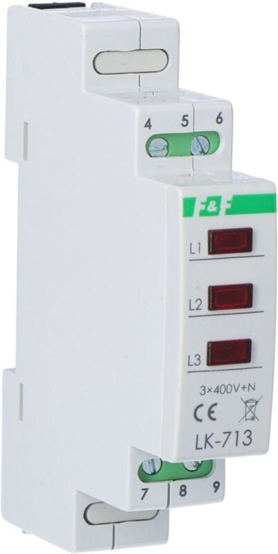 Betriebskontrollleuchte LK-713 R, 3xLED rot, 3x230V+N, 1 Modul