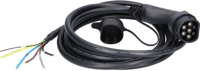 KS TOOLS efuturo Ladekabel gerade, Ende offen auf Typ 2 Stecker zum Anschluss an eine Wallbox, 3 Phasen, bis zu 22 kW, 3...