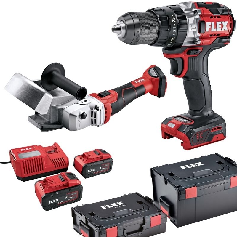 Flex Akku-Rinnenträger-Einlassfräse RFE 40 18.0-EC + PD 2G 18-EC HD +2 Akkus 8,0