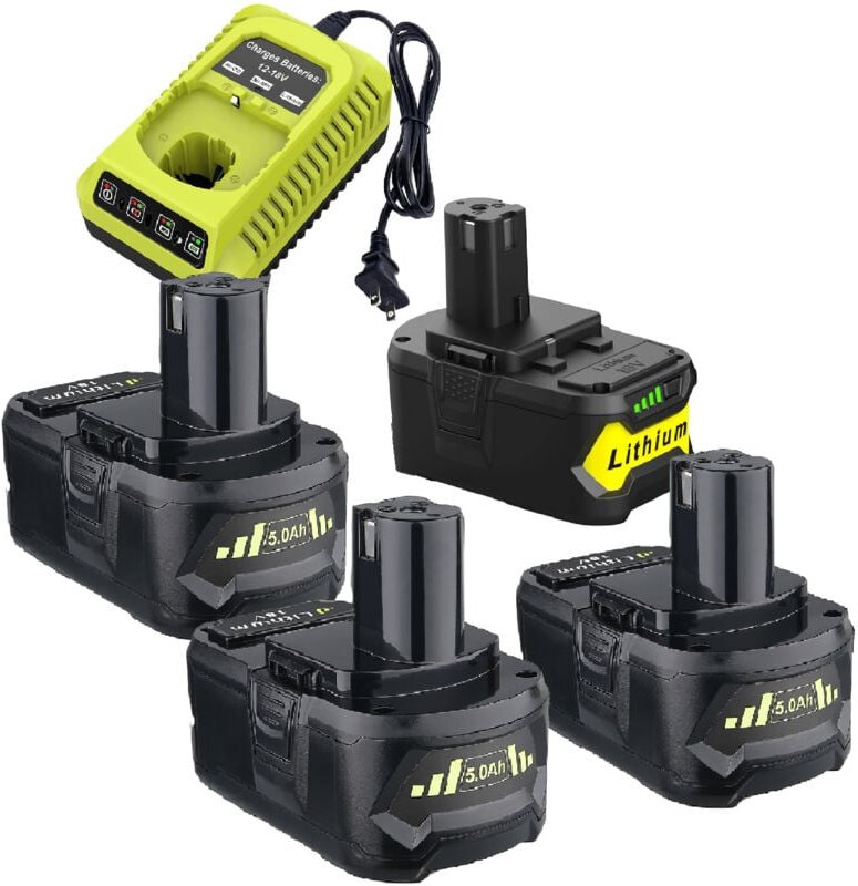 Thumbnail - Pdstation - 4× Ryobi 18 v P108 18 v 5,0 Ah Ersatzakku und Ladegerät-Set, für one+ 18 v Lithium-Akku P104 P105 P102 P103 ...