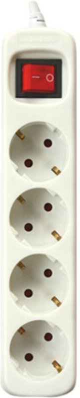 Mehrfachsockel 4 Steckdosen Schalter Kabel 1,5m white