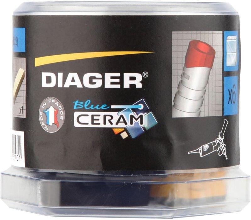 4er-Set Blue Ceram-Bohrer mit Aufsatzdorn und Schärfstein Diager 426C
