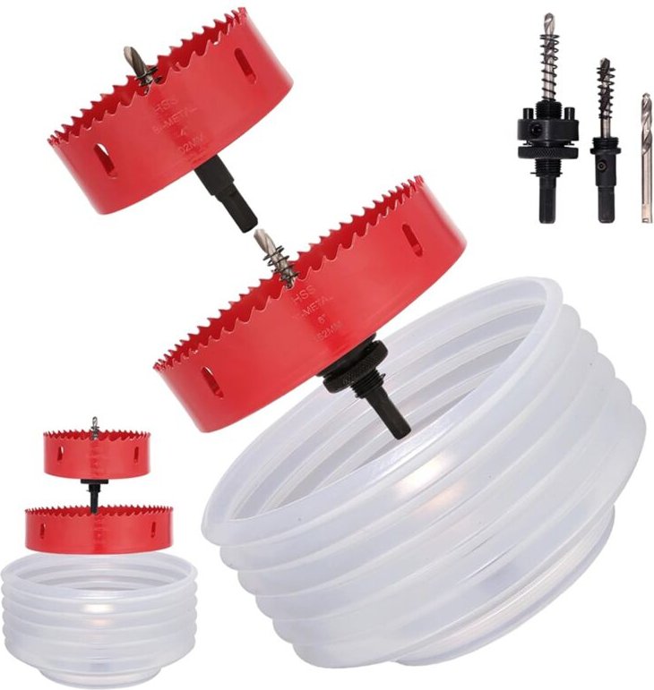 Zoll/102 mm & 6 Zoll/152 Lochsäge mit Aufnahmedorn für Einbauleuchten, Holz, Trockenbau, Metall