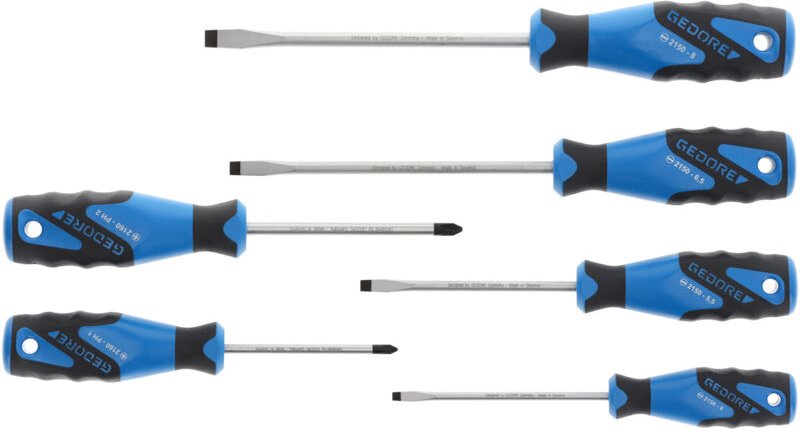Gedore Schraubendreher-Satz, 6-teilig, Für Schlitz- und Kreuzschlitzschrauben, Ergonomischer Griff